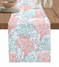 Red Blue Coral Coastal Cotton Linen Rectangle Table Runners 13"x36" Summer Beach Seaside Nautical Coffee Table Runner Dresser Scarves Luxury Table Runners for Wedding Party Banquet Dinner Decor