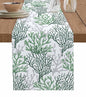 Sage Green Gray Coral Coastal Cotton Linen Rectangle Table Runners 13"x36" Summer Beach Sea Nautical Coffee Table Runner Dresser Scarves Luxury Table Runners for Wedding Party Banquet Dinner Decor